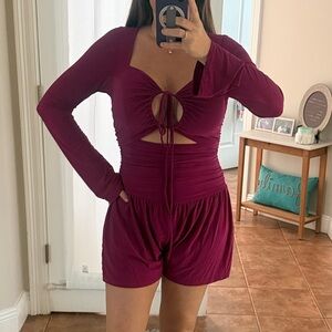 Fashion Nova Magenta Long Sleeve Romper